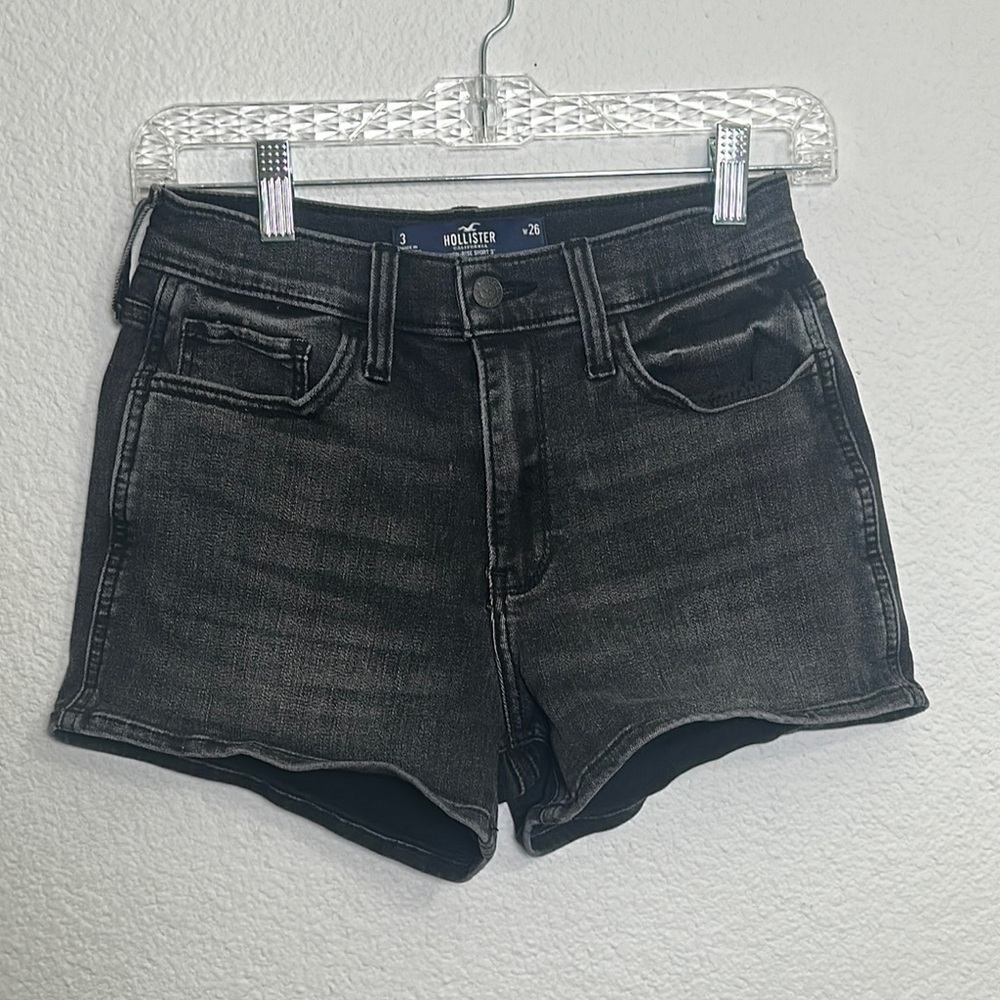 Hollister Women’s High Rise Short‎ 3" Black Denim Shorts 26" W Size 3 Stretch
